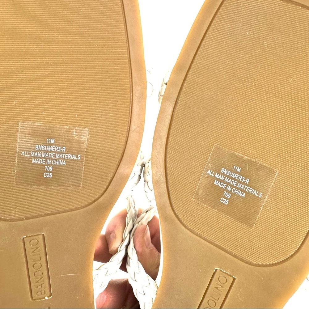 NEW Bandolino Sumer Faux Leather woven flat slide sandals Women’s Sz 11 M Cream - Picture 4 of 6